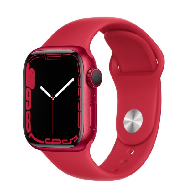 Apple Watch Series 7 41mm, корпус из алюминия в цвете (PRODUCT)RED (Красный), Спортивный ремешок, MKN23**/A