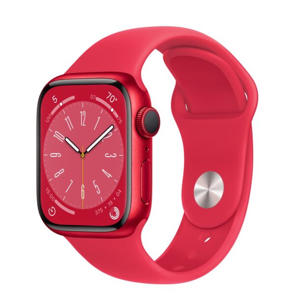 Apple Watch Series 8, 41 мм, корпус из алюминия в цвете (PRODUCT)RED (Красный), спортивный ремешок в цвете (PRODUCT)RED (Красный), два ремешка в комплекте