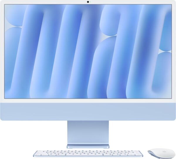 Apple iMac 24 2024, M4 (8c CPU, 8c GPU), RAM 16 ГБ, SSD 256 ГБ, английская раcкладка (KB-US), Blue (Голубой), Part Num, Standard glass